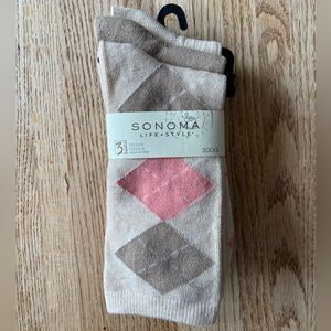 NWT Sonoma Crew Socks. 3 pair.